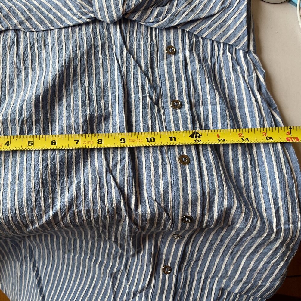 White House Black Market Blue Stripe Shirt Dress Size 2 NWT Button Front Summer - Picture 15 of 15